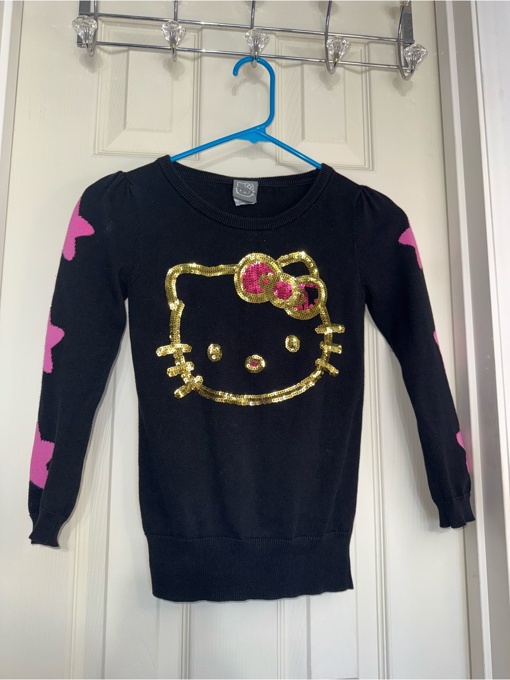 Hello Kitty by Sanrio Black and Pink Kids Sweater Small